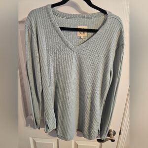 Chaser Soft Green Textured Long Sleeve Top